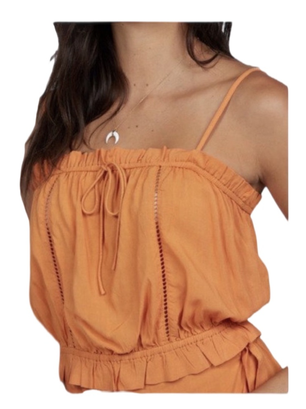 Roxy Novela Trip Strappy Top NWT Small S Marigold Orange Yellow